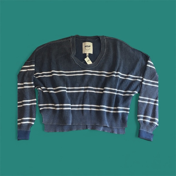 Aerie Cropped Blue Striped Sweater, Women’s XL. - Picture 7 of 8